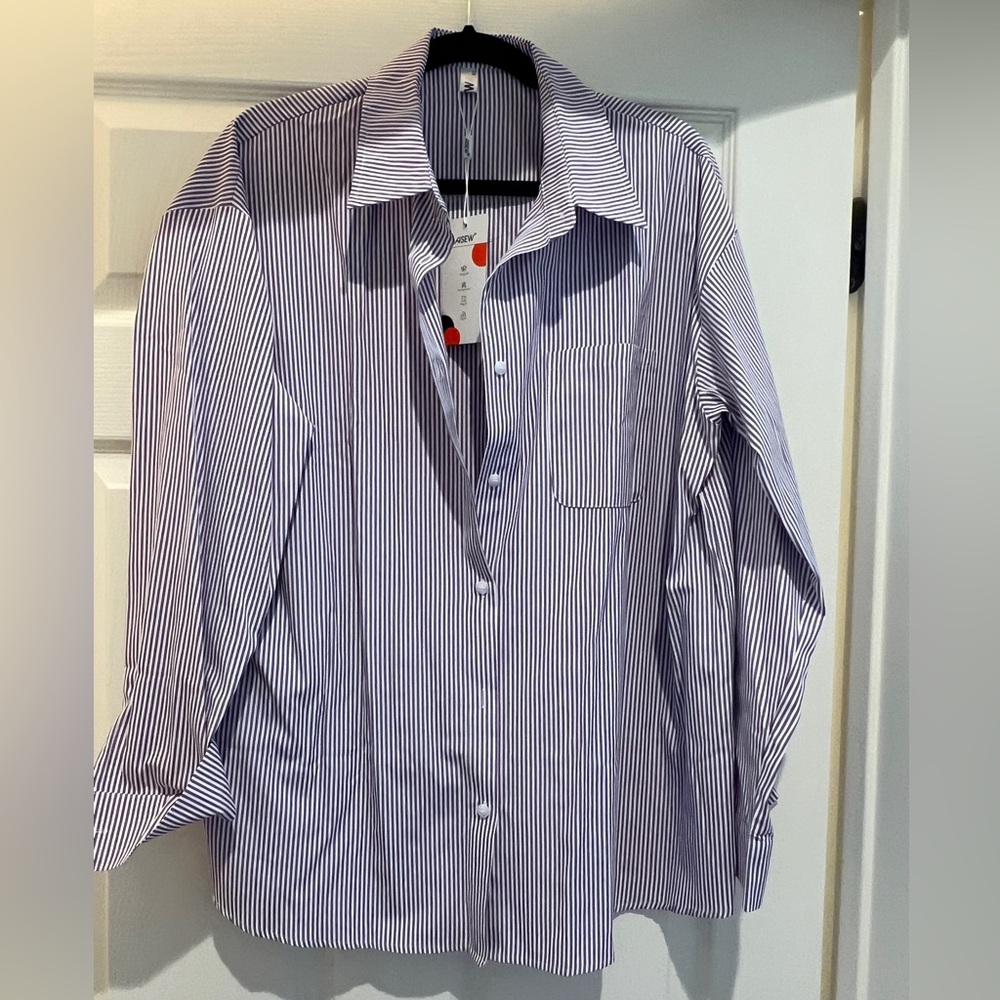 Purple striped button up shirt